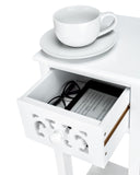 woodluv Bedside Table, Side Table, Tall Telephone Table, Drawer Storage unit, End Table, for Bedroom, Living Room - White woodluv