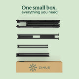 Zinus Caleb Single Bed frame - Bed 90x190 cm - 36cm Height - Metal bed frame with Underbed storage and steel slat support - Foldable bed - Black ZINUS