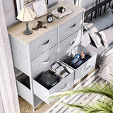 YITAHOME Chest of Drawers with 8 Drawers,Bedroom Drawers, Fabric Dresser with Wood Top,Drawer storage unit for for Bedroom, Living room, Kids room,Light Grey YITAHOME