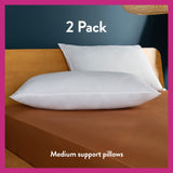 Slumberdown Cosy Nights Pillows 2 Pack - Medium Support Back Sleeper Pillows for Back Pain Relief - Comfortable, Hypoallergenic, UK Standard Size (48cm x 74cm) Slumberdown