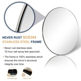 ANDY STAR Round Bathroom Mirror, 24’’ Polished Chrome Round Bathroom Mirrors in Stainless Steel Metal Frame 1" Deep Set Design ANDY STAR
