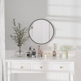 Dripex 40cm Round Mirror, Circle Hanging Wall Mirror - Home Decorative Wall Mounted Vanity Mirror for Bathroom, Dressing Room & Living Room, Black Dripex