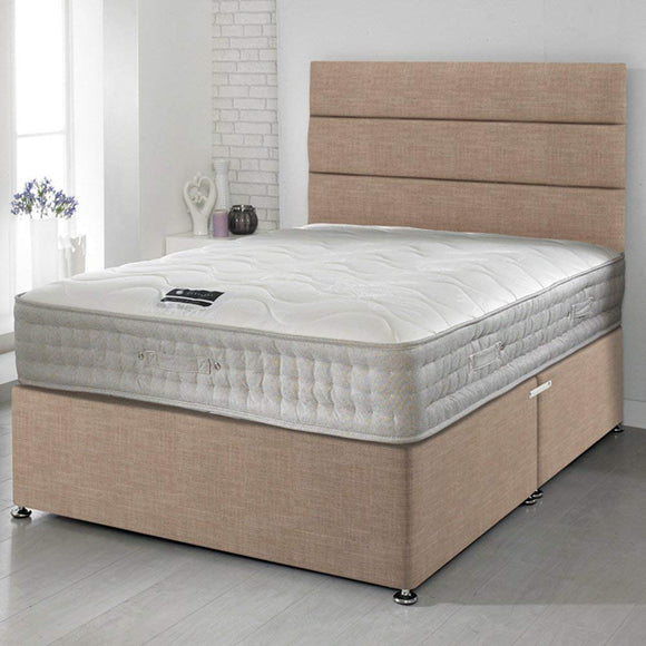 Happy Beds Divan Bed Set Bamboo Pocket Memory Foam Pocket Sprung Mattress with 4 Drawers and Headboard 4'6