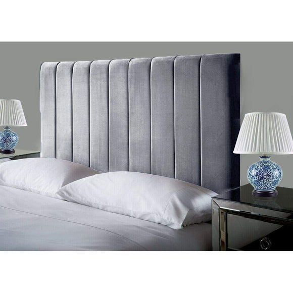 Affordable Luxury Portland Lined Headboards in Elegant Plush Velvet Fabric, for Divan Beds, Bedroom and Hotel Furniture (4FT6 Double- Height 24