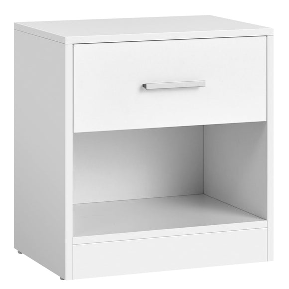VASAGLE Bedside Table, Side Table with Drawer, Handle, Open Compartment, End Table, for Bedroom, Living Room, Classic White LET619T14 VASAGLE