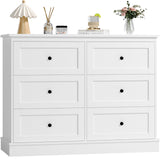 FOREHILL Bedroom Chest of Drawers White Storage Cabinet with 6 Drawers White Sideboard Dresser Drawers for Living Room Hallway 108x40x87cm FOREHILL
