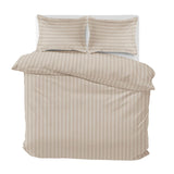 MOONLIGHT20015 Duvet Cover Sets Hotel Quality Stripes Satin Bedding Sets with Pillowcase, Reversible Hypoallergenic Soft Breathable Bed Covers (Beige, Single) MOONLIGHT20015