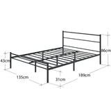 Zinus Geraldine Double Bed frame - Bed 135x190 cm - 28cm Height - Metal Platform Bed frame with Headboard and Footboard - Black ZINUS