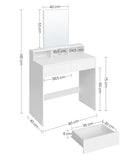 VASAGLE Dressing Table with Large Rectangular Mirror, Vanity Table with 2 Drawers and 3 Open Compartments, Vanity Table, Modern Style, White RDT113W01 VASAGLE