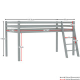 Vida Designs Sydney High Sleeper Cabin Bunk Bed With Ladder, Solid Pine Wood Frame, Kids Children, Single 3 Foot, Grey Vida Designs