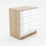 ELEGANT High Gloss Mirrored Wardrobe Set 2 Doors Wardrobe with Mirror and 4 Drawer Chest and Bedside Cabinet, White/Oak ELEGANT