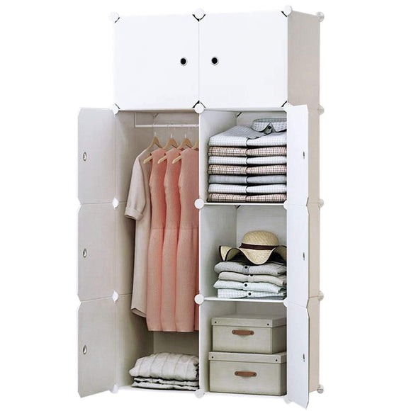 BRIAN & DANY 8-Cube Clothes Closet, Plastic Wardrobe with Doors & 1 Hanger, Modular Storage Organizer, Deeper Cubes for Larger Space BRIAN & DANY