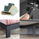 Zinus Arnav Double Bed frame - Bed 135x190 cm - 26 cm Height with Underbed storage - Metal Bed frame with Wood slat support - Black ZINUS