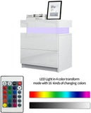 TUKAILAi Bedside Table with LED Light, 2 Drawers and High Gloss Nightstand Bedside Cabinet Table for Bedroom Living Room TUKAILAi