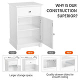 Yaheetech White Bedside Table with Cupboard, Modern Bedside Cabinet with Lid & Drawer, Wooden Side Table End Table Storage Unit for Living Room/Bedroom/Hallway/Office Yaheetech