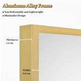 Koonmi Floor Mirror, 52 x 161 cm Mirror Full Length with Minimalist Narrow Aluminum Frame, Modern Large Wall Mirror Standing or Hanging for Living Room and Bedroom, Gold Koonmi