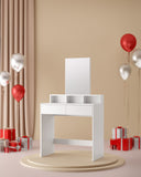 VASAGLE Dressing Table with Large Rectangular Mirror, Vanity Table with 2 Drawers and 3 Open Compartments, Vanity Table, Modern Style, White RDT113W01 VASAGLE
