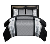 LAZZARO King Size Duvet Set, Non-Iron Kingsize Duvet Covers Bedding Sets, 3 Pcs with Zipper Closure + 2 Pillowcases 230 cm x 220cm Black/White/Grey lazzaro home feel the difference