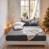 MOHAP King Size Fitted Sheet Grey with Extra Deep 16 inch 40 cm Pocket Bed Sheet Only Bedsheet Brushed Microfiber Bottom Sheet for King Bed 150x200 Grey MOHAP