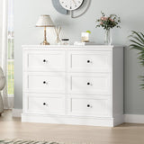 FOREHILL Bedroom Chest of Drawers White Storage Cabinet with 6 Drawers White Sideboard Dresser Drawers for Living Room Hallway 108x40x87cm FOREHILL