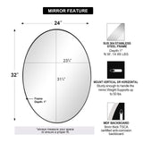 ANDY STAR Chrome Bathroom Mirror, 24x32'' Polished Chrome Oval Wall Mirror for Bathroom, Modern Chrome Vanity Mirror Pill Shaped Metal Mirror Stainless Steel Frame Wall Mount Horizontal or Vertical ANDY STAR
