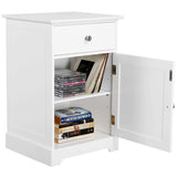 Yaheetech White Bedside Table with Cupboard, Modern Bedside Cabinet with Lid & Drawer, Wooden Side Table End Table Storage Unit for Living Room/Bedroom/Hallway/Office Yaheetech
