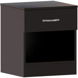 Vida Designs Riano 4 Piece Bedroom furniture Set, 2 x 1 Drawer Bedside cabinets, 4 Drawer Chest of Drawer & 2 Door Wardrobe (Black) Vida Designs