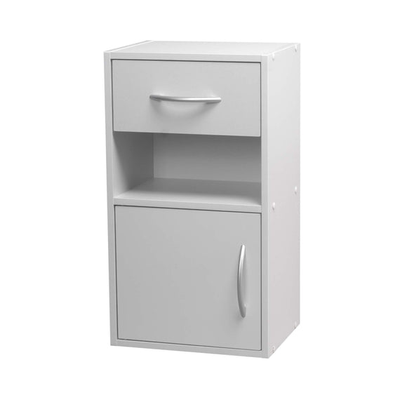 URBNLIVING 1 Door 1 Drawer Wooden Bedroom Bedside Cabinet Shelf Nightstand Side Table Unit (White) URBNLIVING