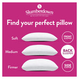 Slumberdown Cosy Nights Pillows 2 Pack - Medium Support Back Sleeper Pillows for Back Pain Relief - Comfortable, Hypoallergenic, UK Standard Size (48cm x 74cm) Slumberdown