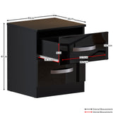Amazon Brand - Movian Square High Gloss 2 Drawer nightstand Cabinet, 47 x 40 x 36 cm, Black Movian