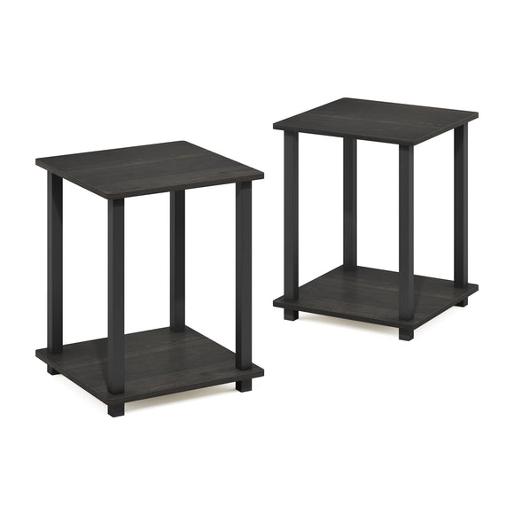 Furinno Simplistic 2-Pack End Table, Side Table, Nightstand, Espresso/Black, 39.6 x 39.6 cm (2-Pack) Furinno
