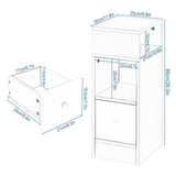 EUGAD 0179ZZ-2 Set of 2 Narrow Bedside Tables with 2 Open Shelves 1 Drawer, Narrow Small Bedside Cabinet in Bedroom, 25 x 66 x 30 cm, Space-Saving, Made of Wood Material, White EUGAD
