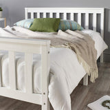 Aspire Beds Atlantic Solid Wood Shaker Bed Bed Frame, White With White Wood Highlights, Small Double (120 x 190 cm) Aspire Beds