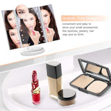 Nestling Vanity Cosmetic/ Makeup Mirror with 22 LED Lights, Touch Screen, Magnification Tri-Fold 2X 3X Magnifying, 180° Free Rotation, Dual Power Supply (White) Nestling