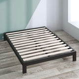 Zinus Arnav Double Bed frame - Bed 135x190 cm - 26 cm Height with Underbed storage - Metal Bed frame with Wood slat support - Black ZINUS