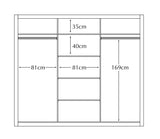 Arthauss Modern Bedroom Mirrored Sliding Door Wardrobe ARTI 2 in White Matt 250cm - Flat Pack Mirrored Wardrobe with Hanging Rails and Spacious Drawers - Ideal for Compact Spaces Arthauss