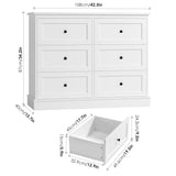 FOREHILL Bedroom Chest of Drawers White Storage Cabinet with 6 Drawers White Sideboard Dresser Drawers for Living Room Hallway 108x40x87cm FOREHILL