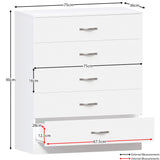 Vida Designs White Chest of Drawers, 5 Drawer With Metal Handles and Runners, Unique Anti-Bowing Drawer Support, Riano Bedroom Furniture Vida Designs