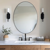 ANDY STAR Chrome Bathroom Mirror, 24x32'' Polished Chrome Oval Wall Mirror for Bathroom, Modern Chrome Vanity Mirror Pill Shaped Metal Mirror Stainless Steel Frame Wall Mount Horizontal or Vertical ANDY STAR
