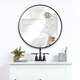HBCY Creations Round Wall Mirror - 24" / 61cm, Black Frame - Silver Backed Mirror with Metal Frame - Shatter Resistant, Safe Hanging - Minimalist Design for Entryway, Bathroom, Living Room & More HBCY Creations