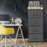 iLieber Dresser with 4 Drawers - Tall Storage Tower Unit Organiser for Bedroom, Hallway, Closet, College Dorm - Chest Drawer for Clothes, Steel Frame, Wood Top, Easy Pull Fabric Bins (Black/Charcoal) Sorbus