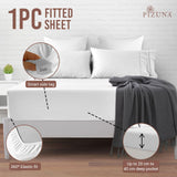 Pizuna 100% Cotton Fitted Sheets King Size White, 400 Thread Count Long Staple Cotton King Size Fitted Sheet 160x200 cm, Sateen Weave 40 cm Deep Fitted King Size Sheet 1 PC Pizuna