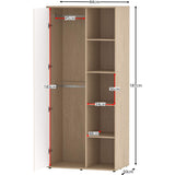Junior Vida Neptune 1 Door Wardrobe Bedroom Clothes Rail Storage Children's Kids Furniture (White & Oak) Junior Vida