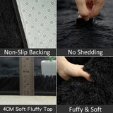 CHOSHOME Black Rugs for Living Room Super Soft Anti Slip Rug Bedroom Rugs Large Rugs Fluffy Rugs Velvet Shag Carpet Modern Indoor Large Fluffy Area Rugs Shaggy Rugs (Black, 120x180cm) CHOSHOME