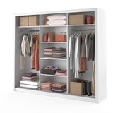 Arthauss Modern Bedroom Mirrored Sliding Door Wardrobe ARTI 2 in White Matt 250cm - Flat Pack Mirrored Wardrobe with Hanging Rails and Spacious Drawers - Ideal for Compact Spaces Arthauss