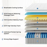 Vesgantti 4FT6 Double Mattress, 9.6 Inch Pocket Sprung Mattress Double with Breathable Foam and Individually Wrapped Spring - Medium Firm Feel, Modern Box Top Collection Vesgantti