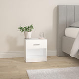VASAGLE Bedside Table, Side Table with Drawer, Handle, Open Compartment, End Table, for Bedroom, Living Room, Classic White LET619T14 VASAGLE