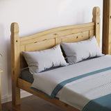 Vida Designs - Corona Double Bed Frame, 4 ft 6 in, High Foot End, Made from Distressed Waxed Pine, Solid Wood, Beige, 110 x 149 x 207 cm, Vida Designs