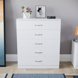 Vida Designs White Chest of Drawers, 5 Drawer With Metal Handles and Runners, Unique Anti-Bowing Drawer Support, Riano Bedroom Furniture Vida Designs