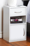 URBNLIVING 1 Door 1 Drawer Wooden Bedroom Bedside Cabinet Shelf Nightstand Side Table Unit (White) URBNLIVING